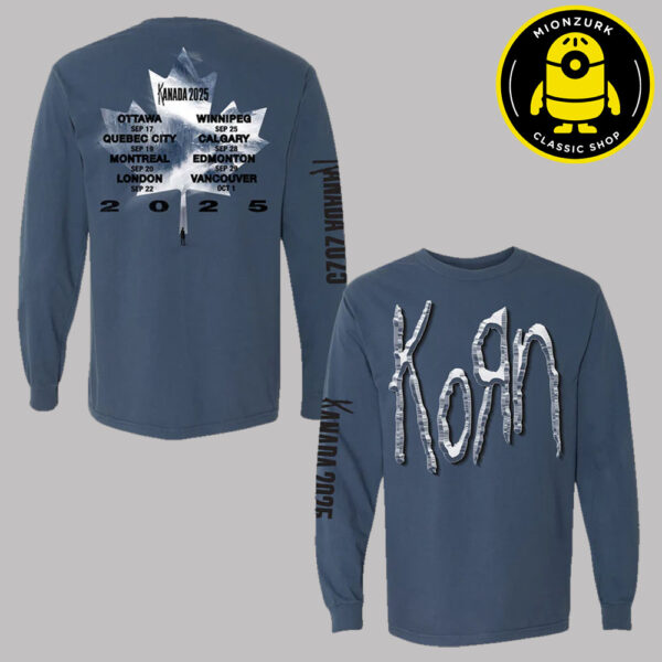 Korn Canada 2025 Merch Tee Kanada Leaf Schedule Tour 2025 Unisex Long Sleeve