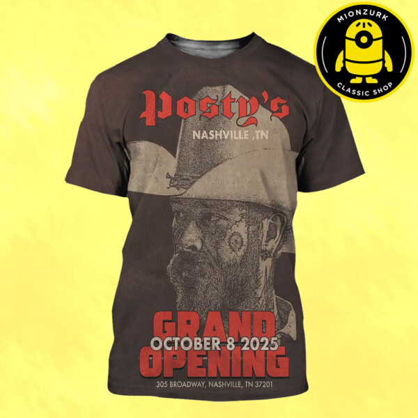 Post Malone Poster Posty’s Nashyville TN Grand Opening At 305 Broadway Nashville TN On October 8 2025 All Over Print Shirt