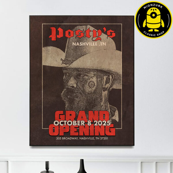 Post Malone Poster Posty’s Nashyville TN Grand Opening At 305 Broadway Nashville TN On October 8 2025 Home Decor Poster Canvas