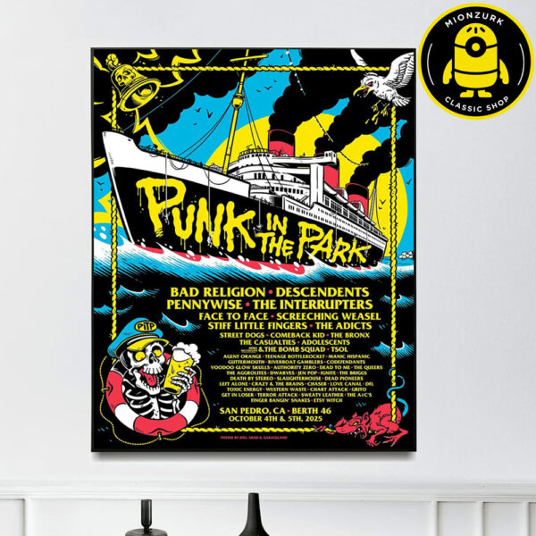 Punk In The Park 2025 Festival Poster Lineup In San Pedro CA Berth 46 On October 4th And 5th 2025 Home Decor Poster Canvas