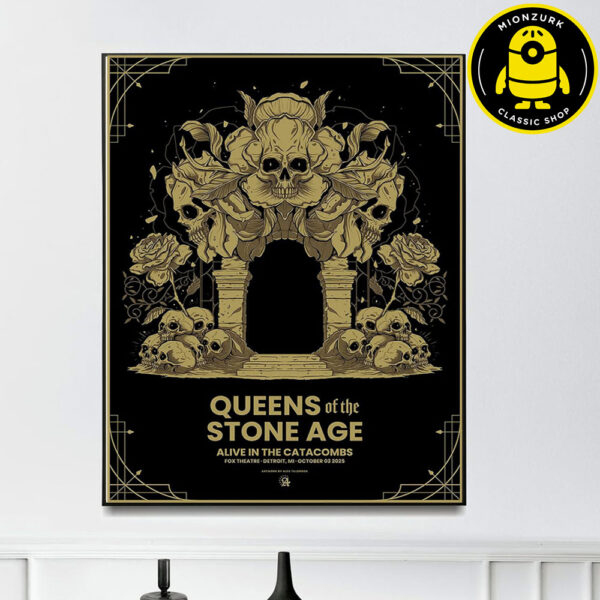 Queens Of The Stone Age Event Poster Alive In The Catacombs At Fox Theatre In Detroit MI Onn October 3th 2025 Home Decor Poster Canvas