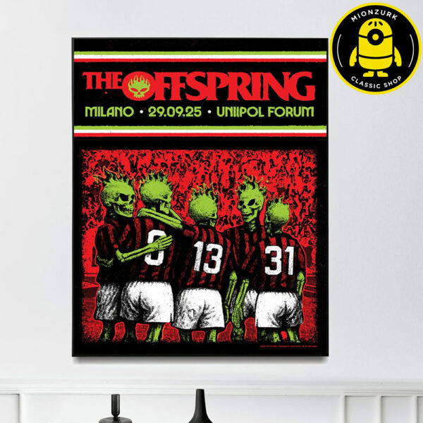 The Offspring Show Poster In Milano At Unipol Forum On September 29 2025 Cover AC Milan FC 1992–93 Artwork Home Decor Poster Canvas