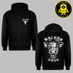 Wacken Open Air 2026 Angry Cow Unisex Zip Hoodie